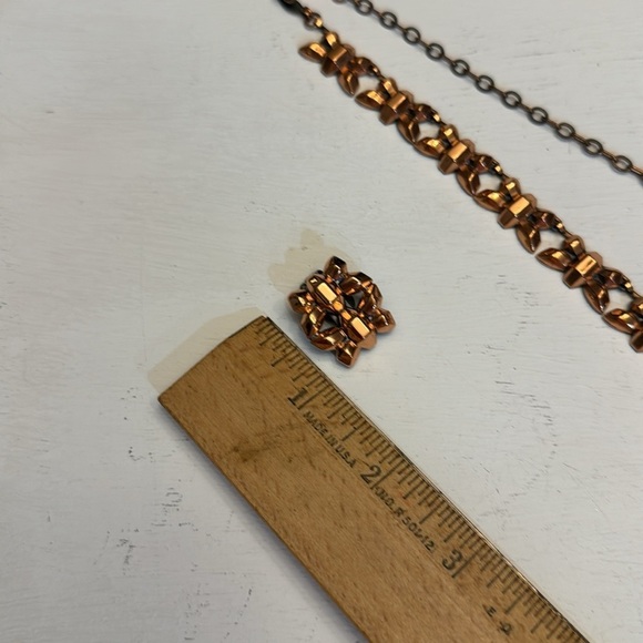 Elegant Renoir Copper Firefly Parure Necklace & Clip-on Earrings Signed Set - Picture 12 of 13